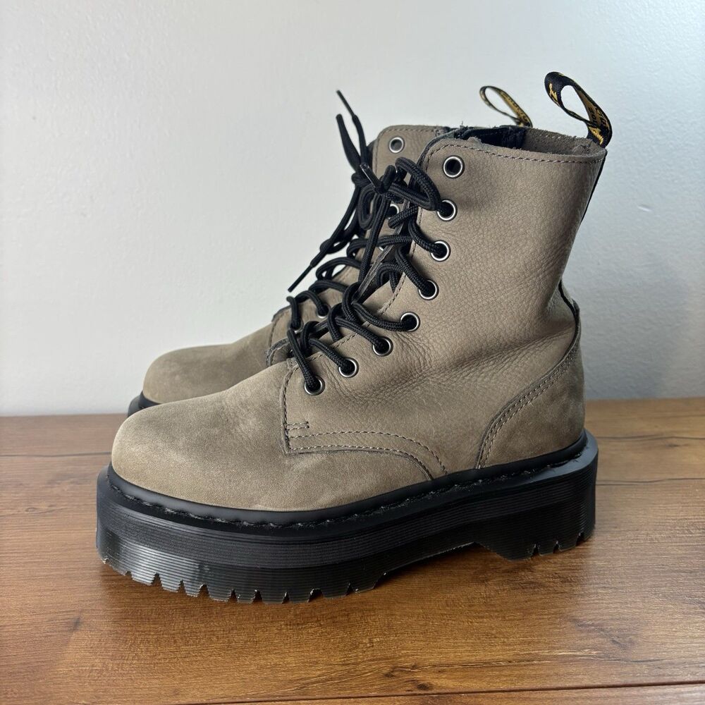 Dr Martens Jadon Milled Nubuck Platform Boots Nickel Gray US 6 Womens EU 37